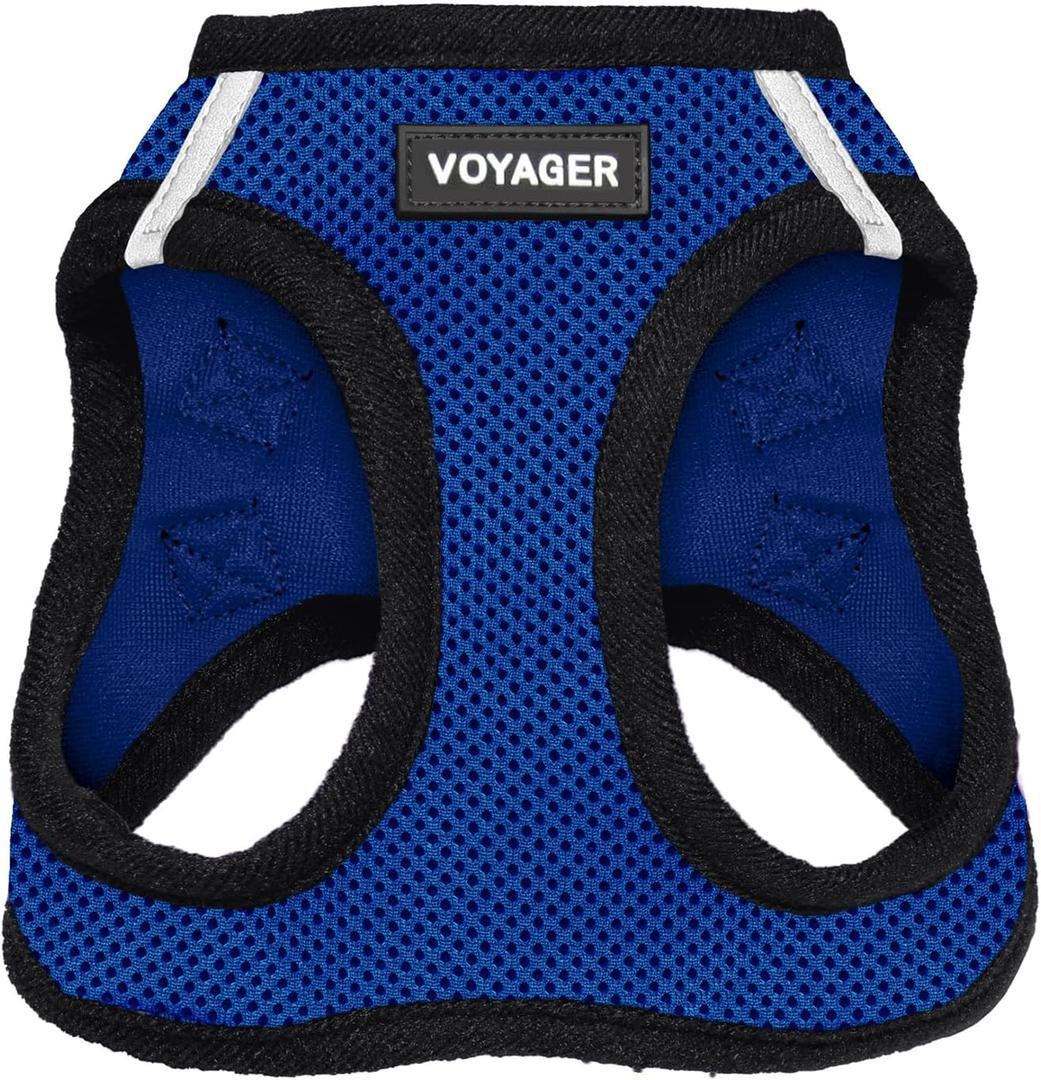 Best Pet Supplies - All Weather Mesh, Reflective, No Pull Harness for Small, Medium Dogs, Cats - Secure with Hook & Loop Fastener, Buckle, Double D-Rings - Royal Blue/Black Trim, L (L (Chest: 18 - 20.5"))