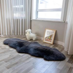 Sheepskin Rug, Fluffy Shaggy Area Rug, Super Soft 24 x 72Sheepskin Hair Rug, Plush Rug, Decorative Rugs for Bedroom, Children's Room, Living Room (Smoky Grey, 24" x 72")