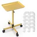 TASALON Rolling Salon Cart, Mobile Styling Station with Wheels Aluminum Rolling Tray Trolley for Salon Essentials, Adjustable Heightfor Hairstylist Tray with 10 PCS Disposable Salon Tray Cover,Gold