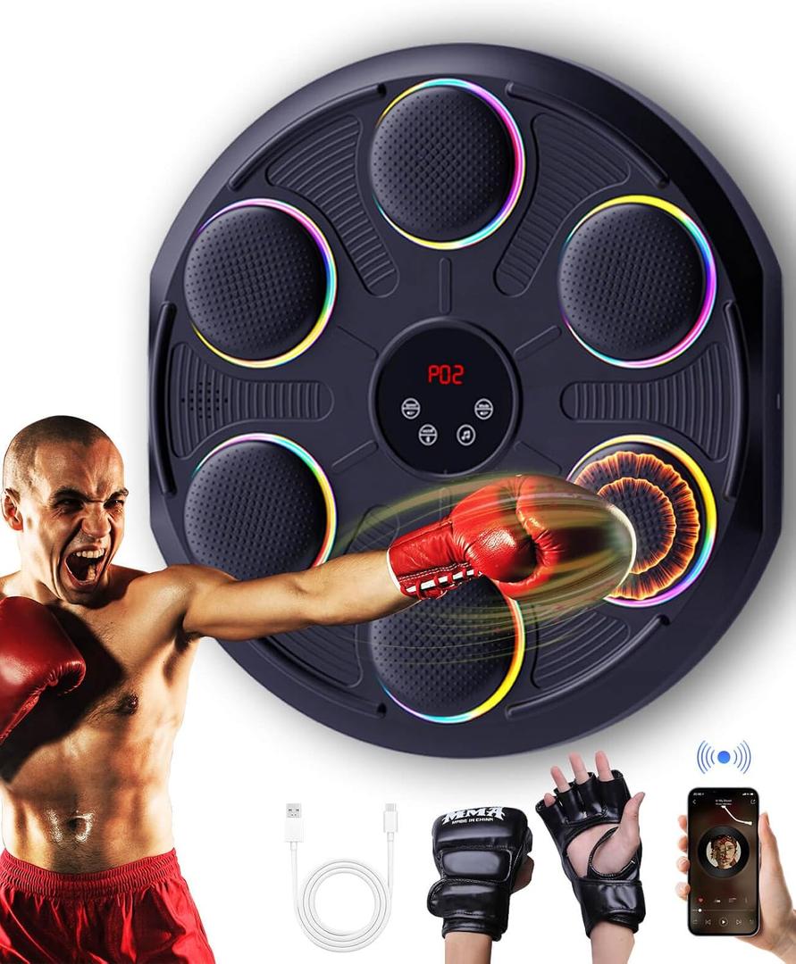 Music Boxing Machine for Adults, Boxing Machine Wall Mounted Music with Gloves, Boxing Music Workout Machine for Home, Indoor and Gym (Ellipses)