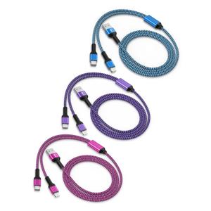 3Pack-4FT Apple & Android USB to Lightning & USB-C 2-in-1 Fast Charger Cable for iPhone 17e 17 17Pro 16e 16 15 14 Pro Max Plus 13 12, Samsung Galaxy A17, Google Pixel 10, Multi USBC Lighting USB Cord