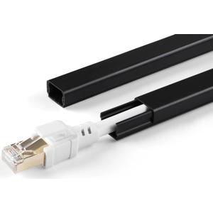 ZhiYo Cord Hider for One Wire, 102in Cable Hider Concealer, Paintable Wall Wire Covers, PVC Cable Management Raceway for A Thick Extension Cord, 6 x L17in W0.59 H0.4in, Black