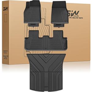 3W Tesla Model Y Juniper Floor Mats(not for Standard), Rear Cargo Liner, Custom Fit 2025 2026 Model Y Acecessories, TPE All Weather Odorless Non-Slip, Black