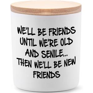 BFJLIFE Best Friend Birthday Gifts for Women Bestie Christmas Friendship Gifts for Women Friends Female Novelty Unique Lavender Scented Soy Candles We'll Be Friends Until We're Old and Senile