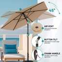 AreShark 7.5FT Patio Umbrella Table Market Umbrella with 6 Sturdy Ribs, Button Tilt/Crank, Heavy-Duty Outdoor Umbrellas for Pool, Deck, Garden and Backyard, Beige