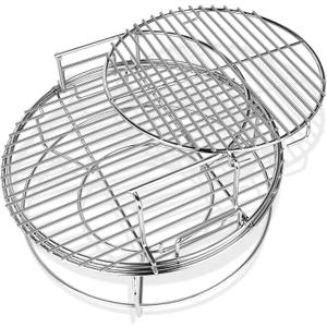 Eggspander for Medium Big Green Egg M Accessories BGE Parts Multi-Level Expander Grill Rack Conveggtor Basket Grate Riser Cooking Extender Stainless Steel Smoking Rib Turkey Pizza Shelf
