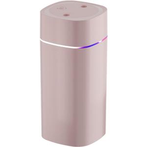 Ultrasonic Humidifier, 600ml Portable Humidifier, USB Aromatherapy Humidifier, Double Spray Silent Humidifier, Bedroom and Office Dual-use Humidifier (Pink)
