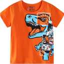 Toddler Boy Clothes Kids Summer Cotton Outfits Shirt Short Sets Size 2-7 (Orange)