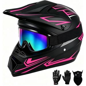SPARK DOT Certified Youth Kids Dirt Bike Motocross ATV Helmets 4Pcs Set Small