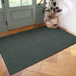 OJIA Washable Rugs 3x5 Braided Entryway Rugs Indoor Outdoor Rug Cotton Hand-Woven Throw Rug Front Door Rug Black Area Rug Farmhouse Kitchen Rugs Entry Rug Door Mats Entrance Rugs for Bedroom Porch