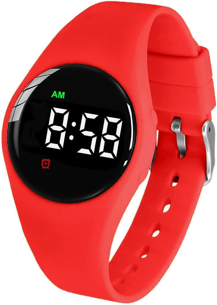Waterproof Vibrating Alarm Watch Rechargeable 15 Alarm Reminder Watch Potty Training Watch with Lock Screen (Red)