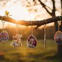 2 x Runeaoys Easter Diamond Art Keychains Kits for Adults 12 Pcs DIY Cross Eggs Diamond Painting Easter Decorations for Home