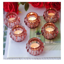 Woho Rose Gold Tealight Candle Holder Set of 6 for Valentines Day Decor, Glass Tea Lights Candle Holder for Wedding Party, Votive Candle Holders for Table Centerpiece