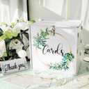 OurWarm White Wedding Card Box with Lock & Slot, PVC Gift Card Box for Wedding Reception, Eucalyptus Wedding Envelope Money Card Box for Party Graduation Birthday Bridal Shower Decorations, 10.03 inches x 8.46 inches x 8.85 inches
