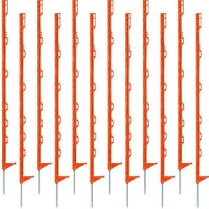 Sintuff 50 Pack Electric Fence Posts, 40 Inch Plastic Step in Heavy Duty Sturdy Fence Posts for Farm Garden Yard Temporary Outdoor Wire Fencing(Orange)