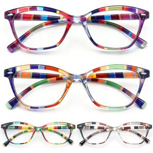 HEEYYOK 2.0 Reading Glasses Women Small Face 4-Pack Colorful Reader For Womens Cheaters Reading Ladies Lightweigth Flexible Spring Hinge
