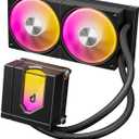 upHere 240mm AIO Liquid CPU Cooler - Intel LGA 1851/1700/2011 & AMD AM5/AM4, Magnetic Pump Cover, 5V ARGB SYNC, All-in-One Cable Mangement, 280W TDP Cooling (Black)