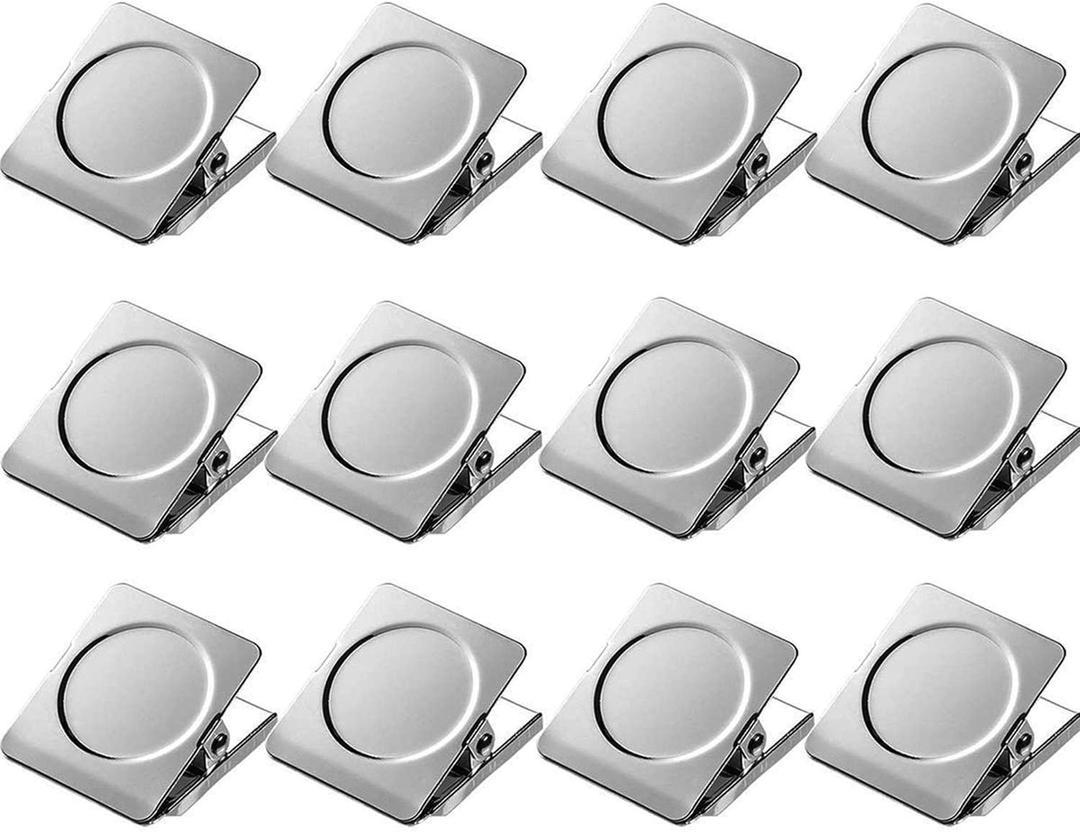 Strong Magnet Clips 1.2 Inch - 12 Packs Heavy Duty Metal Magnetic Clips for Refrigerator, Magnetic Clips for Whiteboard, Picture, Office Magnets, Magnet Clipboard for White Boards