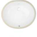 Undermount Bathroom Sink  17"x14" White Oval Bowl Sink with Overflow for Larger Vanity  Porcelain Enamel Glaze Ceramic, Template Included HP-1714W