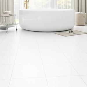 Peel and Stick Floor Tile 40-Pack 40 Sq.Ft Matte Pattern Flooring, 12 x 12 Self Adhesive Vinyl Flooring DIY for Kitchen, Bathroom, Laundry, Pure White