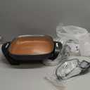 BELLA Electric Skillet and Frying Pan with Glass Lid, Nonstick Coating, Cool Touch Handles, Removable Heating Probe, Dishwasher Safe, 12 x 12 inch, Copper