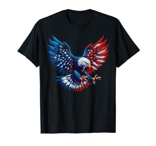 American Flag Bald Eagle Patriotic Eagle 4th of July USA T-Shirt, S