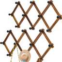 Bohexyu Accordion Wall Hanger, Wood Expandable Wall Mounted Hanger with 10 Hooks for Coats,Hats,Coffee Mug Ect,2 Packs Included,20 Pegs, Walnut Color,Retro Style