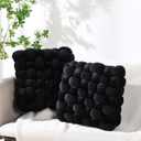 Wenqik 2 Pcs Knot Pillows Square Knotted Plush Throws Soft Accent Pillows Decoration Cushion for Couch Home Office Living Room Bedroom Bed Sofa Decor, 12'' x 13''(Black,Crystal Velvet)