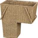 Household Essentials Wicker Stair Basket with Handles, Handwoven Seagrass, Sits on Two Stairs, Lightweight,