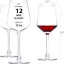 Red/White Wine Glasses Set of 12, 12 oz Clear Wine Glasses with Stem, Dishwasher Safe