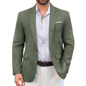 Vssjavun Blazer for Men Casual Suit Jackets Lightweight Sport Coat One Button Slim Fit Suits (L)
