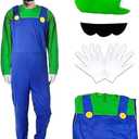 Super Costume Brothers Outfit for Adults Halloween Party Dress Up Green L