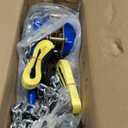 1 1/2 Ton Lever Chain Hoist w/ 2 Lift Sling Straps and Gloves - 3300LBS Chain Come Along 10Ft Lift, for Garage, Open-Air and Unpowered Operations (Blue)