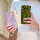 FABSPARK Case for iPhone 14 Pro Max,Cute 3D Solid Color Meteorite Bubble Water Ripple Curly Wavy Frame Case,Soft TPU Shockproof for iPhone 14 Pro Max 6.7 Inch,Cream Green