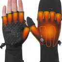 Heated Gloves for Men Women Rechargeable with 7.7V 2400mAh Battery Fingerless Thin Mittens Winter Work Typing with Light-Off Design Small