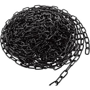 3/32" Black Chain Link 39 ft Long Decorative Chain for Hanging Plants, Basket, Picture Metal Heavy Duty Chain Bulk Carbon Steel Chain for Light Fixture, Chandelier, Lamp, Clothes, Dog Leash