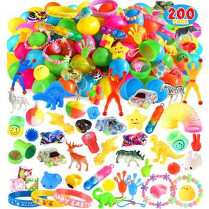 200 Pack Prefilled Easter Eggs with Assorted Toys, Easter Theme Surprise Eggs for Basket Stuffers/ Fillers, Filling Treats, Classroom Prize Supplies, Easter Eggs Hunt Party Favors for Kids - C2