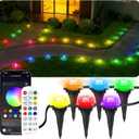 100Ft RGB Ground Lights Outdoor LED Pathway Lights, Multi Color Changing Christmas Decor Waterproof Walkway Lighting for Outside Garden Back Yard Lawn Driveway Patio Landscape Lighting, Smart Control