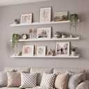 WOPITUES Floating Shelves for Wall, 56" Picture Ledge Shelf with Lip, White, 56in