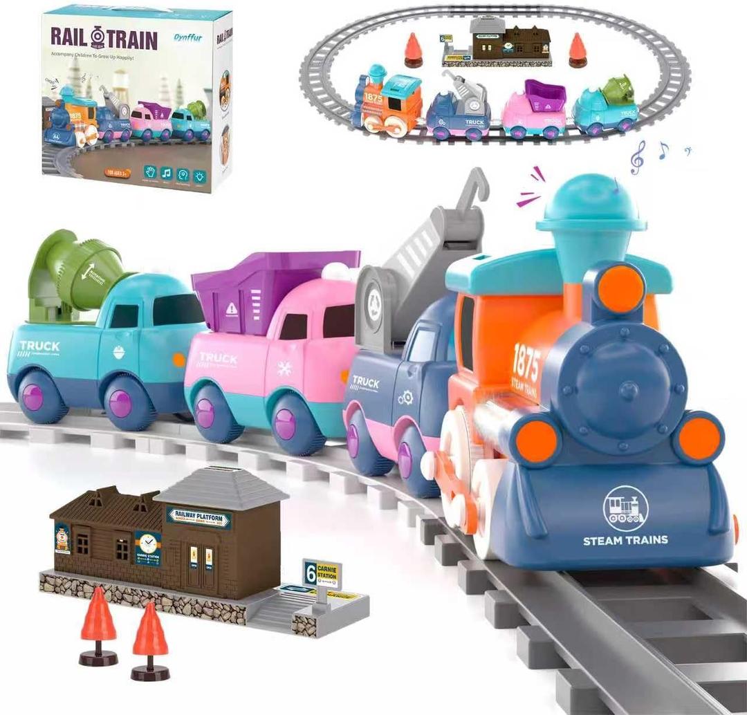 Electric Train Set for Toddler 2-4, Control Music Train Toy with Light, Tracks, Toddler Toys for 2 3 4 5 Year Old Boy, Baby Toys for 2-5 Year Old Boy Birthday Gifts