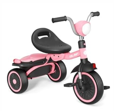 Glaf Toddler Bike for 2-5 Year Olds Tricycle for Toddler 1-3 Kids Tricycle Baby Bike with Adjustable Seat and Storage Basket Kids Trike Toys & Birthday Gifts for 1+ Years Old Boys Girl (Pink)