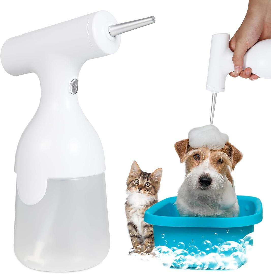 Electric Dog Cleaning Foam Soap Dispenser Machine, Dog Bath Brush and Foaming Shampoo Sprayer, Dog Shampoo Brush, Dog Wash Accessories, Rechargeable Shampoo and Soap Dispenser
