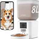 Automatic Dog & Cat Feeder with Camera & WiFi  8L/34 Cups, 1080P Night Vision, 2.4 & 5G WiFi, 2-Way Talk, 10s Voice Recording, Timed Food Dispenser, Up to 99 Portions, 15 Meals Per Day (White)