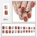 Halloween Nails Skeleton Press on Nails Short Length Fake Nails Square Shaped False Nails with Star Moon Halloween Designs for Glossy Acrylic Nail Full Cover Art Kit for Women 24 Pcs (Style1)