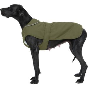 Kuoser Canvas Dog Coat, Warm Dog Jacket Reflective Fleece Pet Cold Weather Coat, Warm Doggie Clothes Waterproof Winter Vest with Zipper Leash Hole for Small Medium Large Dogs, Army Green 3XL (Xxx-large (Pack of 1))
