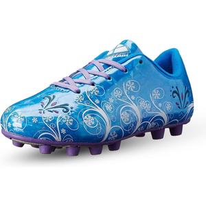 Toddler Blue And Purple Soccer Cleats With White Decor, Size 8.5 