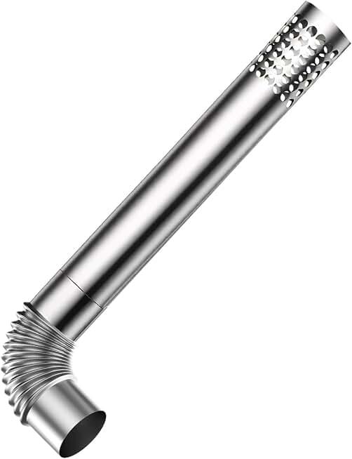 Ranein 4" OD Stainless Steel Tankless Water Heater Vent Pipe Kit, includes Elbow, 23.6" Horizontal Perforated Termination Pipe, and Chimney Rain Cap