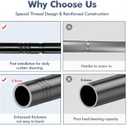 Curtain Rods for Windows 36-124 inch, 5/8 inch Matte Black Curtain Rod with Brackets Adjustable by Splicing for Bedroom Kitchen Living Room