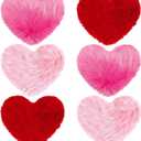 6 Pcs Valentine's Day Heart Shaped Rug for Bedroom Fluffy Faux Fur Rugs Shaggy Floor Mat Valentines Day Bathroom Decor Non Slip Bath Mat 13 x 16 Inch Small Red Pink Doormat for Classroom Home