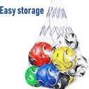 6 Pack Size 5/4/3 Soccer Balls for Training & Matches Official Size & Weight, Includes Carry Net, Needles, Air Pump Ideal for Youth and Adult Players